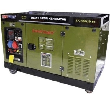 موتور برق دیزلی یورو پاور 22 کیلوواتی سوپر سایلنت مدل EP22900S3D-RC تک فاز/سه فاز